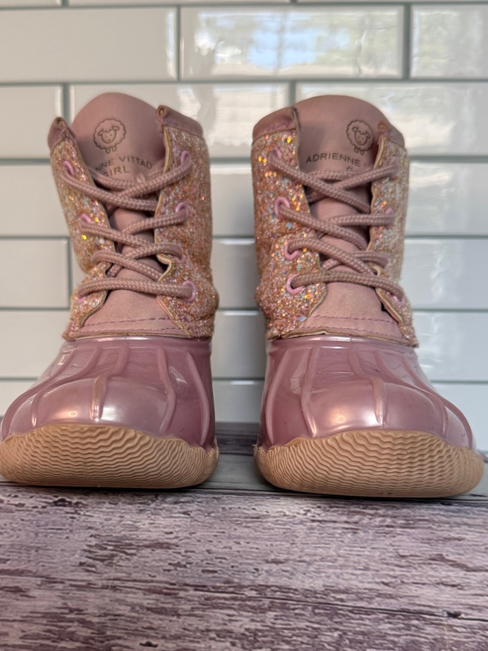 Adrienne Vittadini Girl-Glitter ✨duck boots girls size 12 - Picture 4 of 12